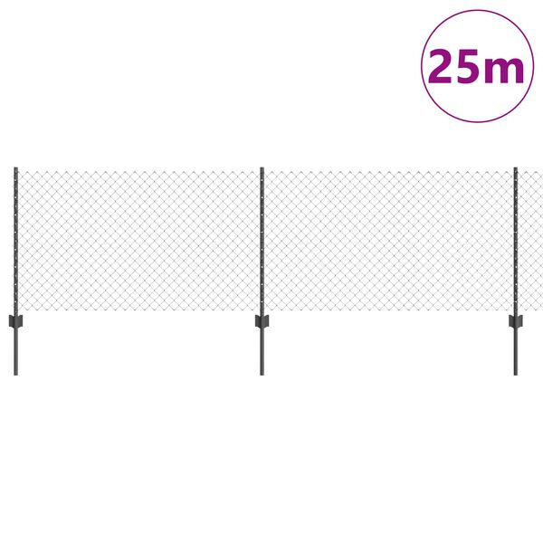 vidaXL Fence with Post Grey 2.62 x 82.02 ft Steel and PVC