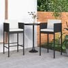 vidaXL Bar Stool Set of 2 Black Poly rattan Counter Height Lightweight