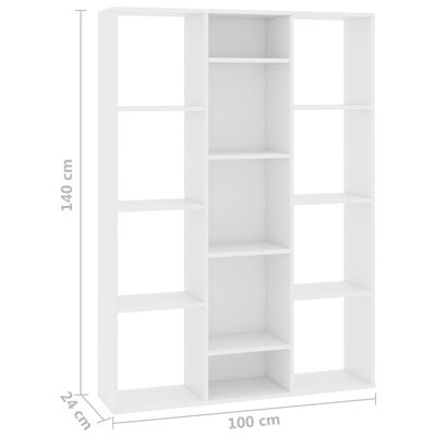 vidaXL Room Divider/Book Cabinet White 39.4"x9.4"x55.1" Engineered Wood