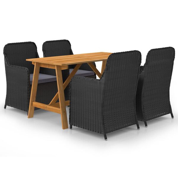 vidaXL Dining Set Black, Dark grey