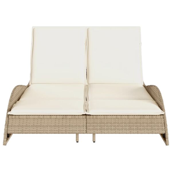 vidaXL Patio Sun Lounger Beige PE rattan Medium Multi-Position Backrest