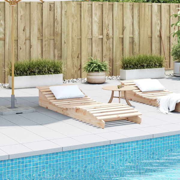 vidaXL Sun Lounger Natural Solid pine wood 80.7 in x 23.6 in x 12.4 in