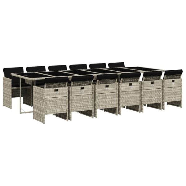 vidaXL Patio Dining Set Set of 12 Light Grey PE Rattan 12-Seater