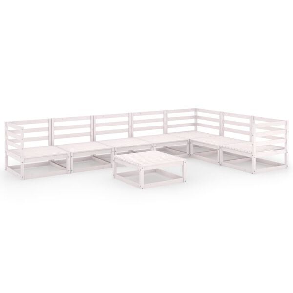 vidaXL 8 Piece Patio Lounge Set White Solid Pinewood