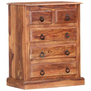 vidaXL Drawer Cabinet Light brown Solid Acacia wood 23.6x13.8x29.5 in