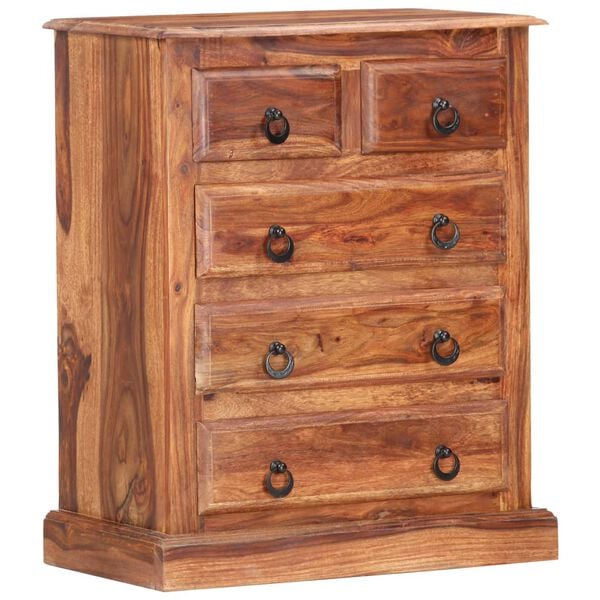 vidaXL Drawer Cabinet Light brown Solid Acacia wood 23.6x13.8x29.5 in