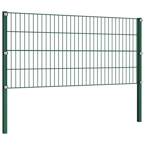 vidaXL Fence Panel with Posts Iron 477.2"x31.5" Green