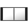 vidaXL LED Mirror Cabinet Black Engineered wood Large