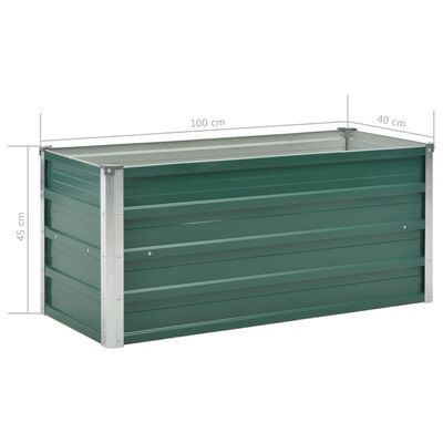 vidaXL Garden Raised Bed Galvanized Steel 39.4"x15.7"x17.7" Green
