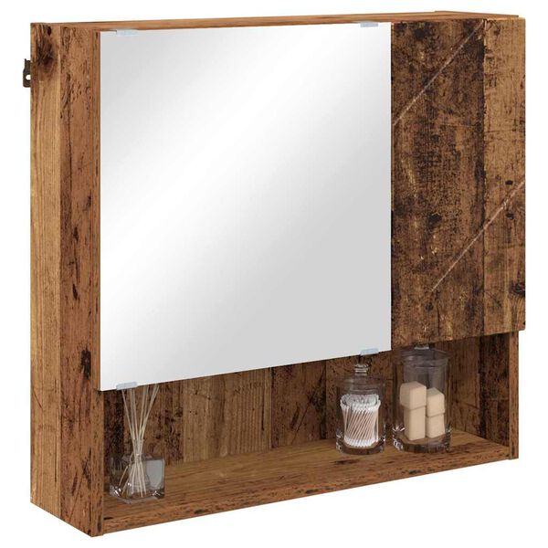 vidaXL Mirror Cabinet Old Wood 23.23 x 6.69 x 21.65 in Engineered Wood