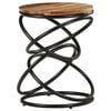 vidaXL End Table Natural and Black Solid Acacia Wood, Iron