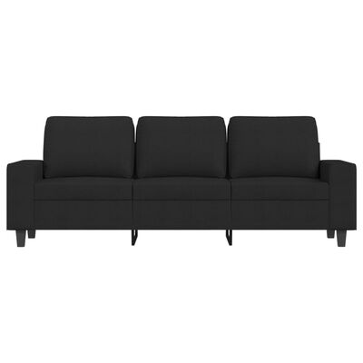 A black three-seat sofa shown from the front.