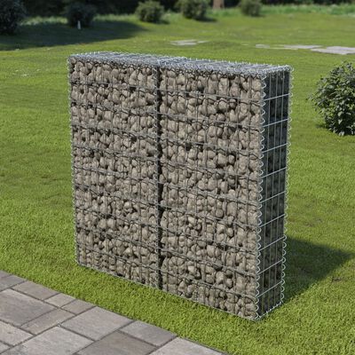 vidaXL Gabion Wall with Covers Galvanized Steel 39.4"x7.87"x39.4"