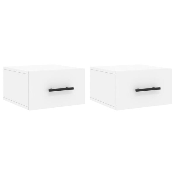 vidaXL Wall-mounted Bedside Cabinet Set of 2 White Engineered wood