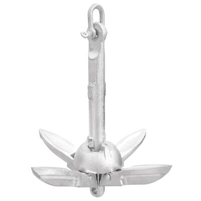 vidaXL Folding Anchor with Rope Silver 1.5 lb Malleable Iron