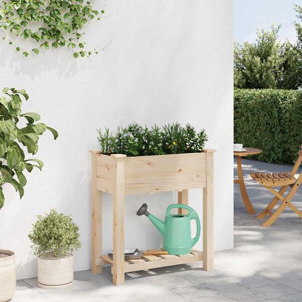 vidaXL Garden Planter Beige 27.95 x 14.57 x 30.12 in Solid Fir Wood