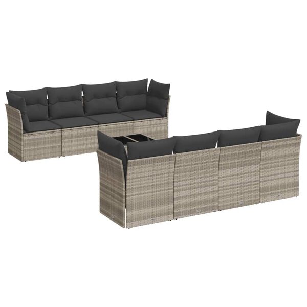 vidaXL Garden Sofa Set Light Grey Poly Rattan Large Modular