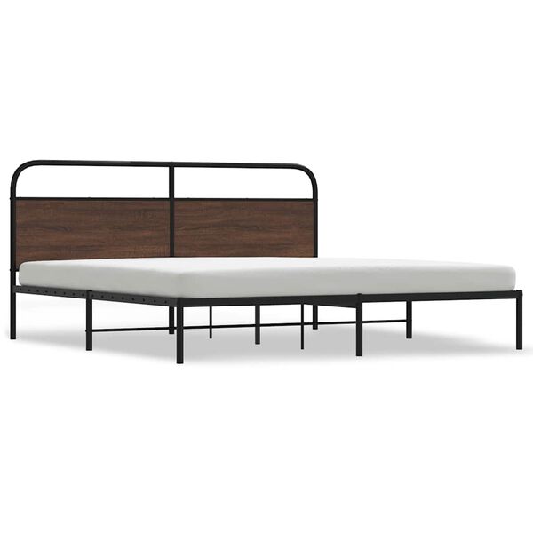 vidaXL Bed Frame Brown Oak Steel Double Bed Frame Rectangular