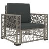 vidaXL Garden Lounge Set Grey PE Rattan, powder-coated steel, tempered glass