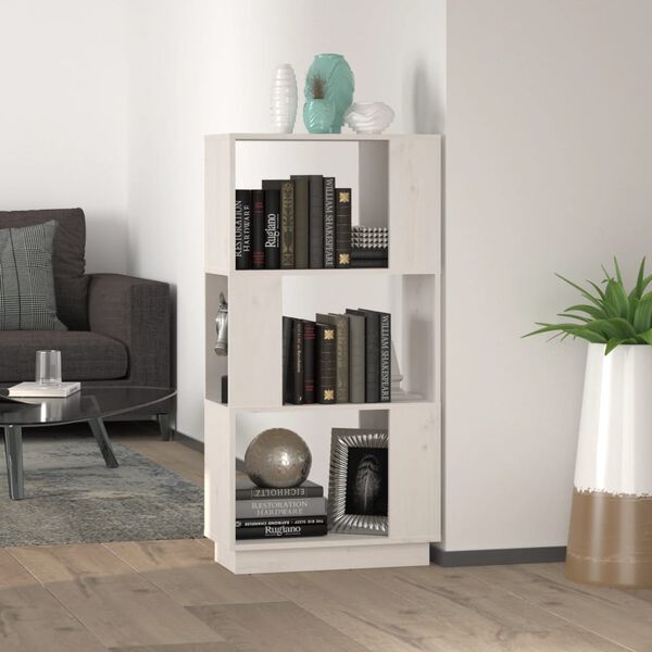 vidaXL Book Cabinet White Solid Pine Wood Medium Book Cabinet