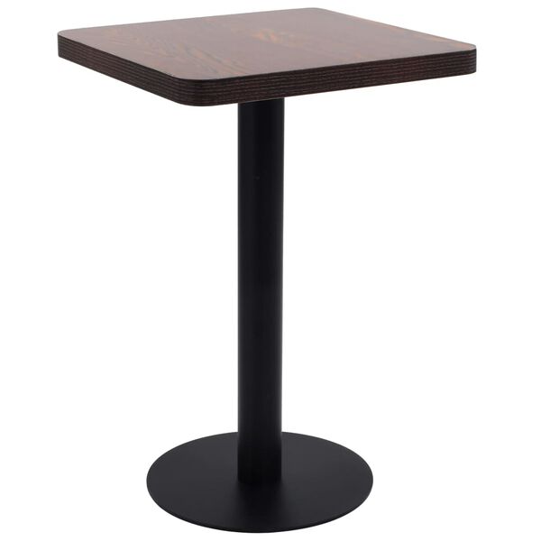 vidaXL Bistro Table Dark brown, black MDF, steel 19.7 x 19.7 x 29.5 in