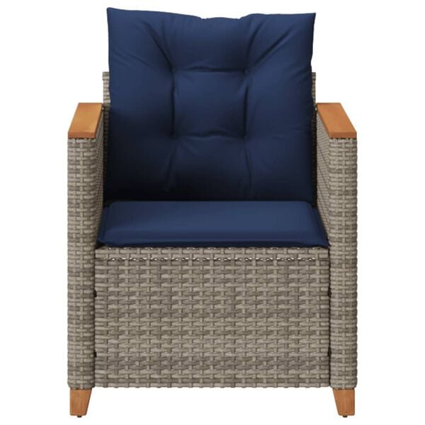 vidaXL Garden Chair Gray PE rattan Medium Adjustable Feet Garden Chair