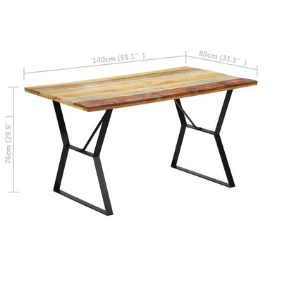 vidaXL Dining Table 55.1"x31.5"x29.9" Solid Reclaimed Wood
