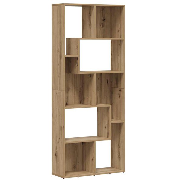 vidaXL Bookcase Artisan Oak Engineered Wood 26.4 x 9.4 x 63.4 in