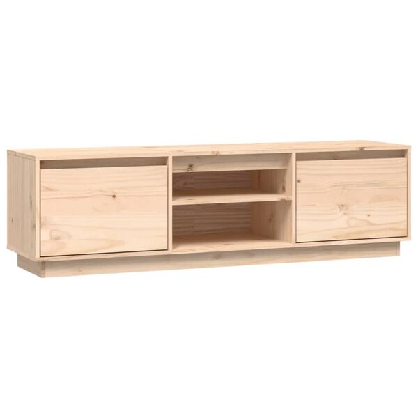 vidaXL TV Cabinet Natural Wood Solid Pine Wood 55.1 x 13.8 x 15.7 in