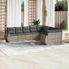 vidaXL Garden Sofa Set Light Grey PE Rattan Large Adjustable Feet