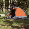 vidaXL Camping Tent Cabin 4-Person Gray and Orange Quick Release
