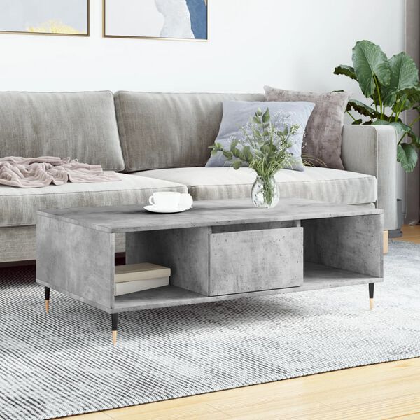 vidaXL Coffee Table Concrete Grey Engineered Wood, Iron Medium
