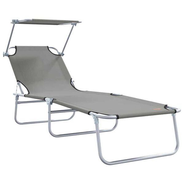 vidaXL Sunlounger Grey Powder-coated steel Single Foldable