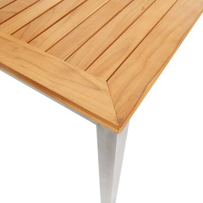 vidaXL Patio Dining Table 63"x31.5"x29.5" Solid Teak Wood and Stainless Steel