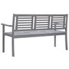vidaXL Bench Grey Solid eucalyptus wood 3-seater Ergonomic