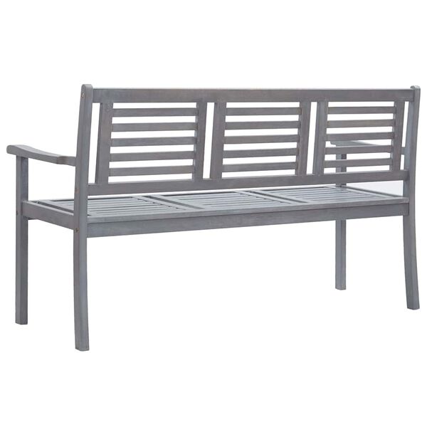 vidaXL Bench Grey Solid eucalyptus wood 3-seater Ergonomic