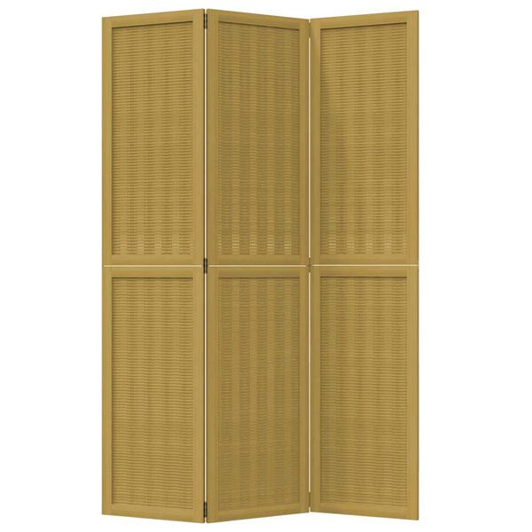 vidaXL Room Divider 3 Panels Brown Solid Wood Paulownia