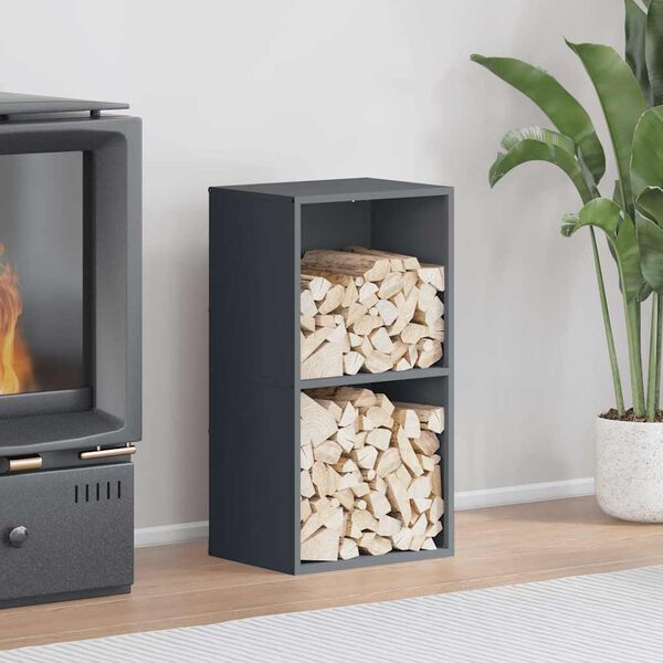 vidaXL Firewood Rack Anthracite 15.7x11.8x29.5" Cold-rolled steel