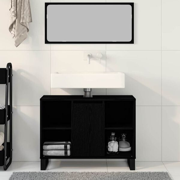 vidaXL Bathroom Cabinet Black 31.50 x 12.99 x 23.62 in Engineered Wood
