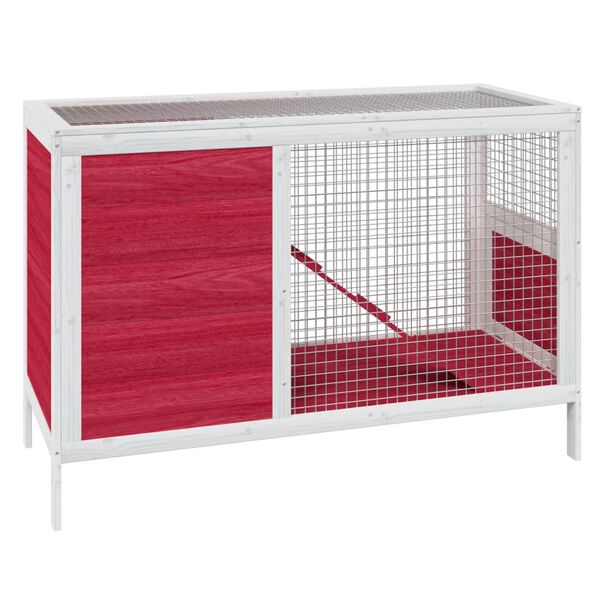 vidaXL Rabbit Hutch Red Solid Pine Wood Medium