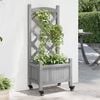 vidaXL Planter Grey Solid fir wood, Iron Medium Planter Rectangular