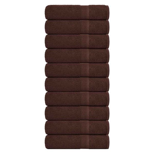 vidaXL Bath Towel Set of 10 Brown 100% Cotton Large Bath Towel