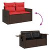 vidaXL 9 Piece Patio Sofa Set with Cushions Brown Poly Rattan Acacia