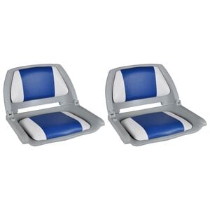 vidaXL Boat Seats 2 pcs Foldable Backrest With Blue-white Pillow 16.1x20.1x18.9"(2x90418)