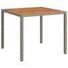 vidaXL Garden Table Grey Poly rattan, powder-coated steel, solid acacia wood