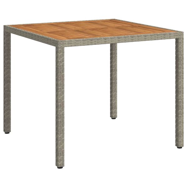vidaXL Garden Table Grey Poly rattan, powder-coated steel, solid acacia wood