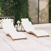 vidaXL Sun Lounger Set of 2 Teak wood and cream white cushion