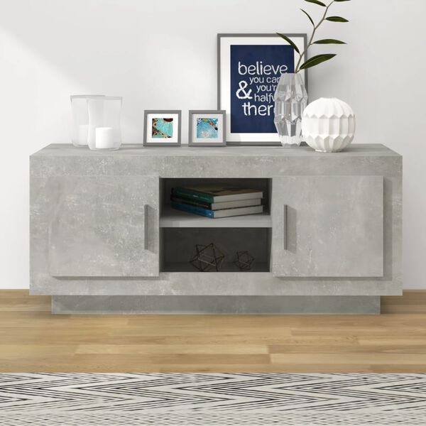 vidaXL TV Cabinet Concrete Grey Engineered Wood Medium Doors