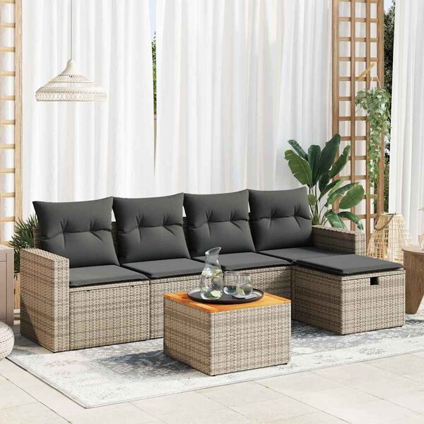 vidaXL Garden Sofa Set Grey PE Rattan Large Modular Garden Sofa Set
