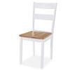vidaXL Dining Set White and Natural Wood MDF Top, Solid Rubberwood Frame